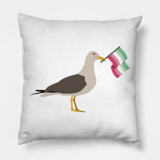 Seagull Holding Abrosexual Pride Flag Pillow