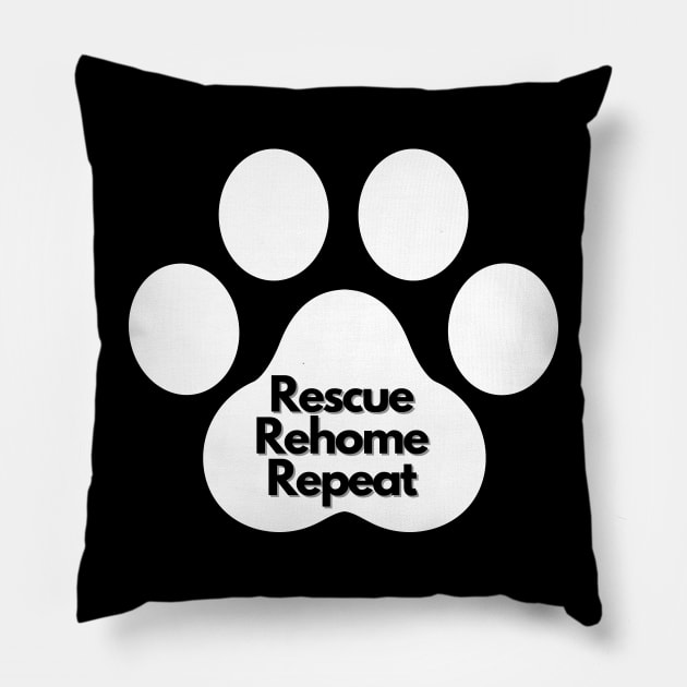 Rescue Rehome Repeat Merch Pillow by greygoodz