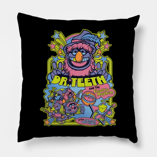 muppets dr teeth and the electric mayhem with kermit Pillow by PENDLETON