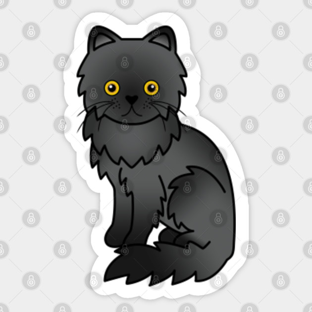 Black Persian Cat Cute Cartoon Illustration Black Persian Cat