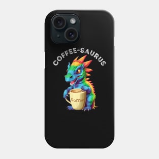 Cute Rainbow Dinosaur T-Rex - Coffee-saurus - Kawaii Anime Dino & Coffee Lover Phone Case