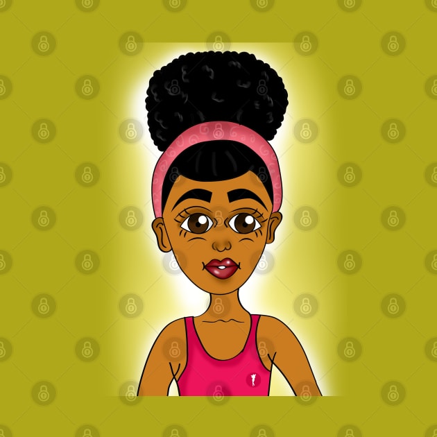 cute black girl digital art with afro by Spinkly Creations 