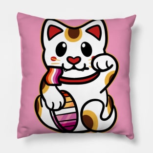 LGBTQ+ Pride Lucky Cat - Lesbian Pillow