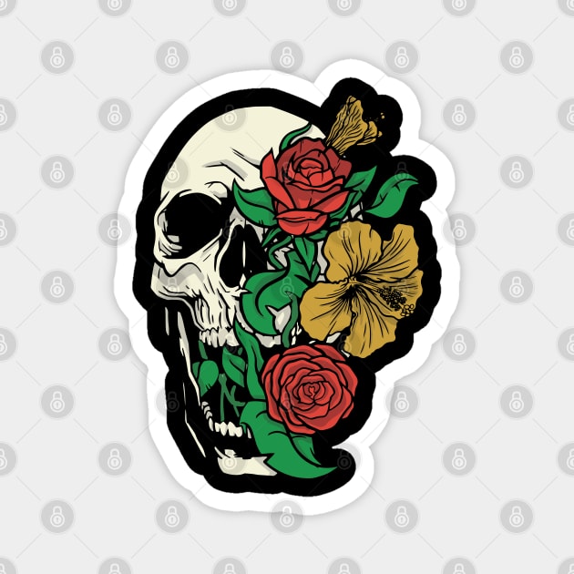 Flower Skull Magnet by LR_Collections