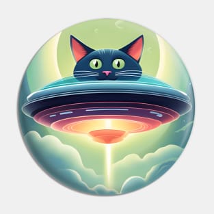 Cat over UFO Pin