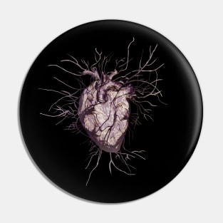 Human heart and veins, arteries, blood, illustration art, dark, purple roses Pin