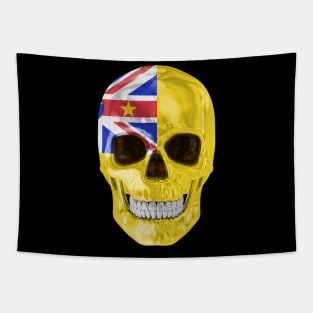 Niue Flag Skull - Gift for Niuean With Roots From Niue Tapestry