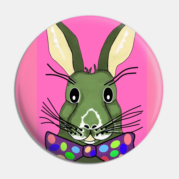 EASTER Bunny Rabbit Pink - Funny Easter Bunny Art Pin by SartorisArt1