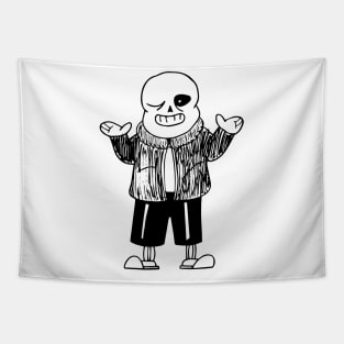 Sans Undertale Simple Black and White Design Tapestry