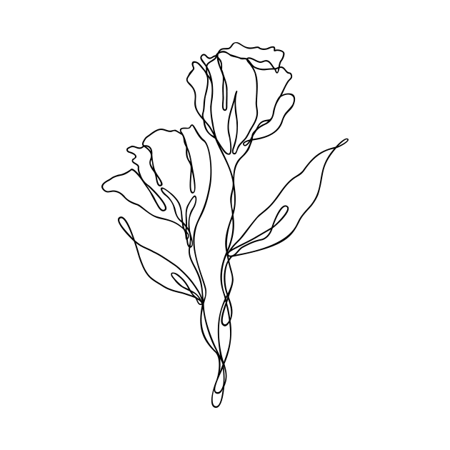 Wildflower Line Art | Floral Botanical Minimalist Lineart by RachelFCreative