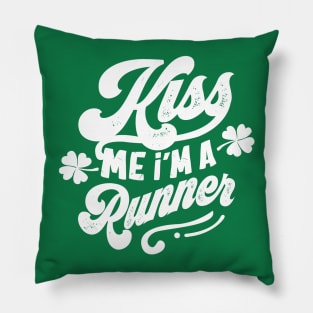 Kiss Me I'm a Runner St Patrick's Day Pillow