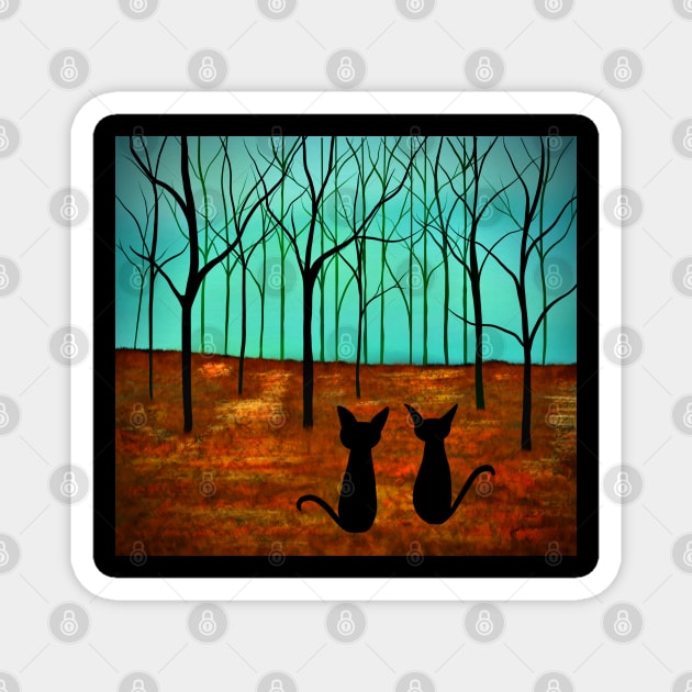 Autumn Forest Cats Magnet by Kcinnik