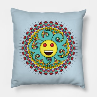 Rainbow Sun cheerful and colorful design Pillow