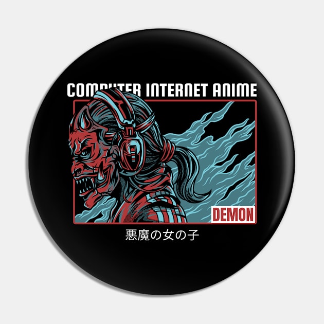 Computer, Internet, Anime Demon! Weeb Pin by Johan13