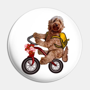 Puppy riding to adventure, cute cavapoo puppy dog for dog lovers Pin