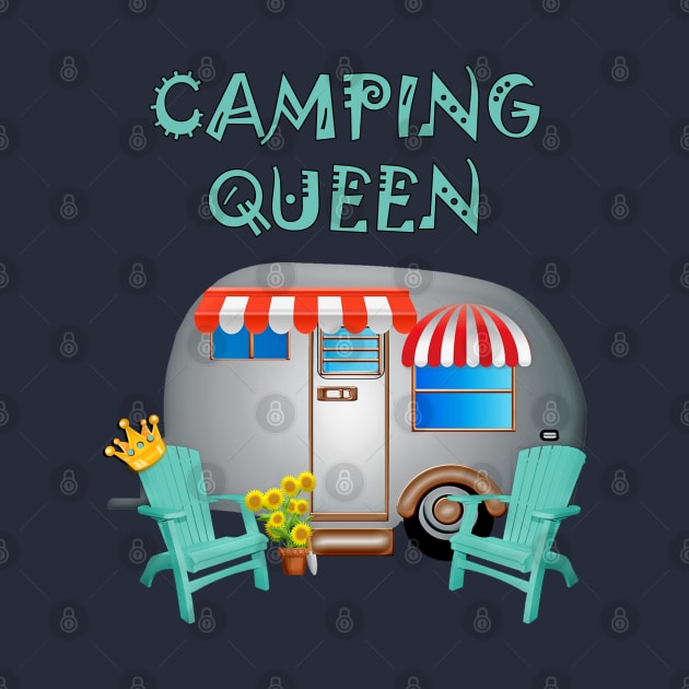 Camping Queen Funny Camper Shirt Gift. Funny camper graphic design with the quote, CAMPING QUEEN by tamdevo1