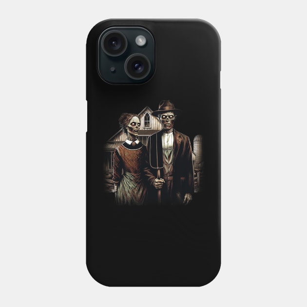 American Gothic - Vintage Zombie  Art Phone Case by Skull Riffs & Zombie Threads