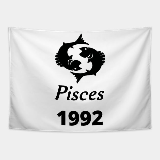 Black Zodiac Birthday Pisces 1992 Tapestry by Down Home Tees