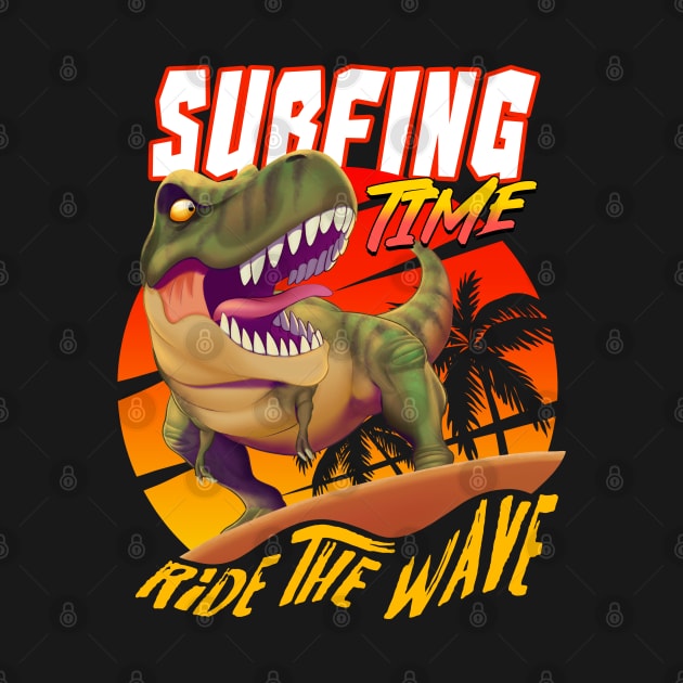 Dinosaur surfing time by Ildegran-tees