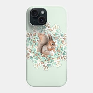 Squirrel and flowers Phone Case