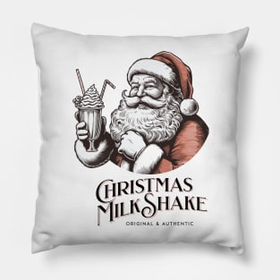 Christmas Print Design of Santa Claus drinking milkshake Pillow