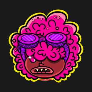Fluffy Pink Cartoon Head Illustration T-Shirt