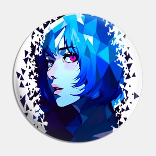 Geometric Girl Blue - Anime Shirt Pin