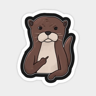 Grumpy Otter Holding Middle Finger Magnet