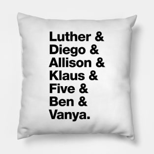 The Umbrella Academy Character Names - Black Pillow