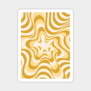 Abstract Groovy Retro Liquid Swirl Yellow Pattern Magnet