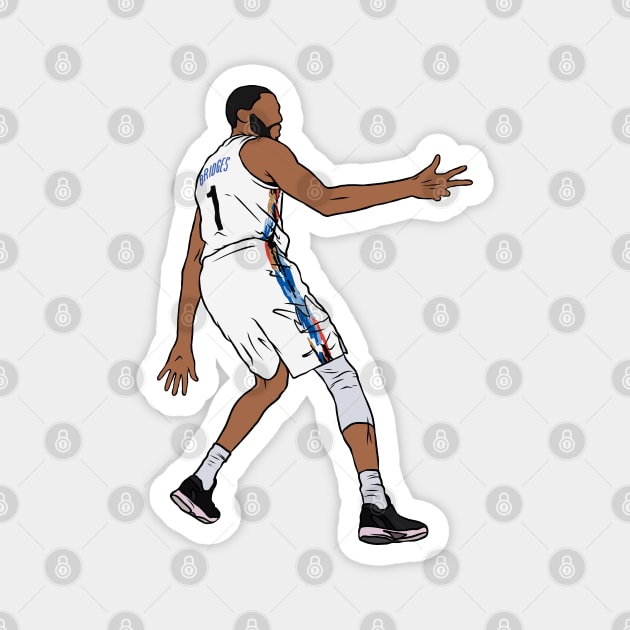 Mikal Bridges 3 Point Celebration (Brooklyn) Magnet by rattraptees