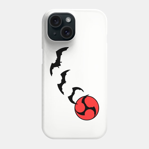 Bat Mitsudomoe black red Phone Case by Austin Taiko