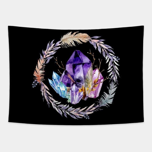 Amethyst And Blue Topaz Crystal Magic Tapestry by LittleBunnySunshine