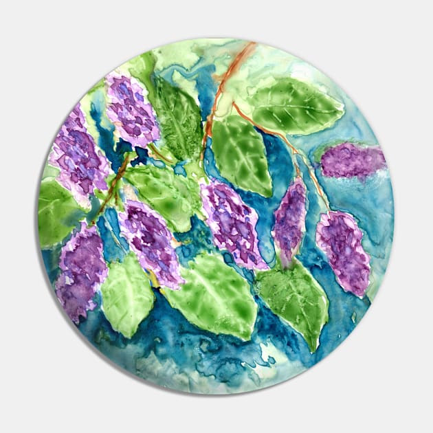 Spring Lilacs in Watercolor Pin by ConniSchaf