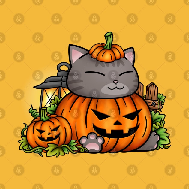 Halloween Cat Pumpkin Kitty by Takeda_Art