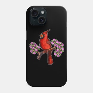 Red Cardinal bird dogwood flower North Carolina Virginia Phone Case