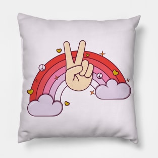 Rainbow, heart, cloud and star - Peace Pillow