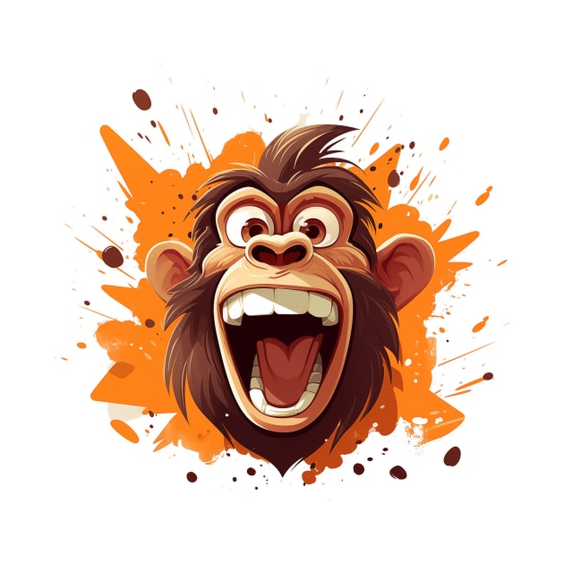 crazy cartoon screaming monkey by MK3