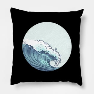 The Great Water Wave Off Kanagawa Retro Tattoo Art Pillow