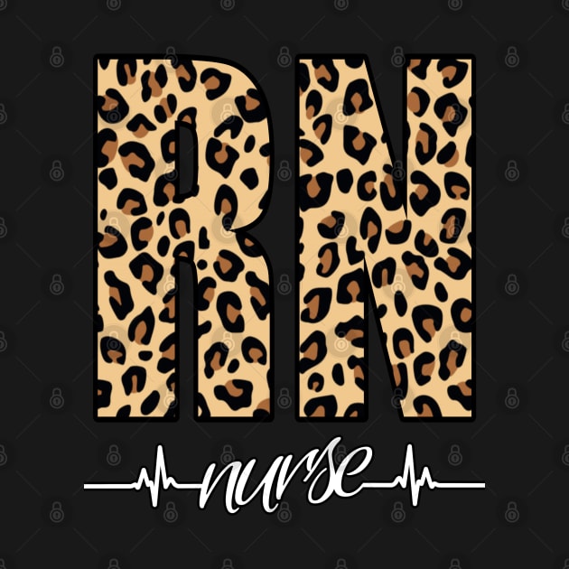 Registered Nurse Life Heartbeat Pattern Leopard Print by Duds4Fun