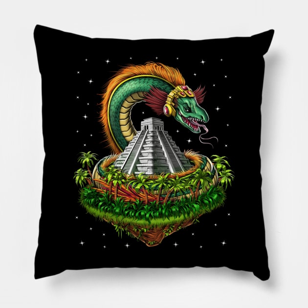 Quetzalcoatl Aztec Feathered Serpent God Pillow by underheaven