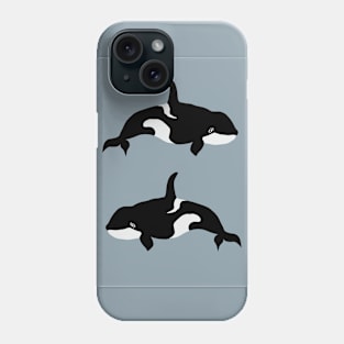 Two Orca Whale Dolphin Illustration Phone Case