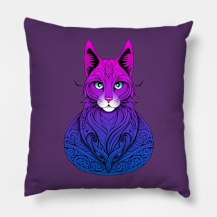 Cats Mandala Cyberpunk T-Shirt Pillow