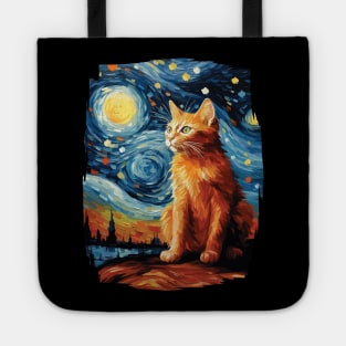 Starry Night Orange Cat - For Van Gogh Cat Moms & Cat Dads Tote