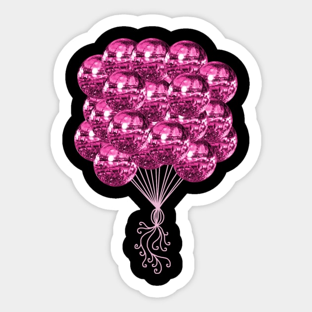 Pretty Pink Music Disco Ball Balloons - Disco Ball - Sticker