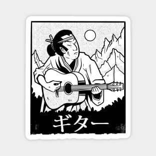 Vintage Japanese Ukiyo-e Samurai Guitar Player // Retro Japanese Illustration Magnet