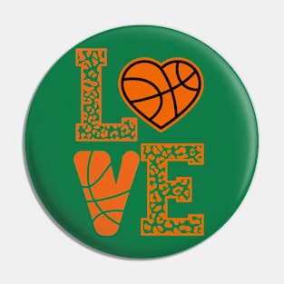 Cute Love Basketball Leopard Print Women Girls Basketball Pin