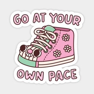 Cute Sneaker Go At Your Own Pace Motivational Quote Magnet