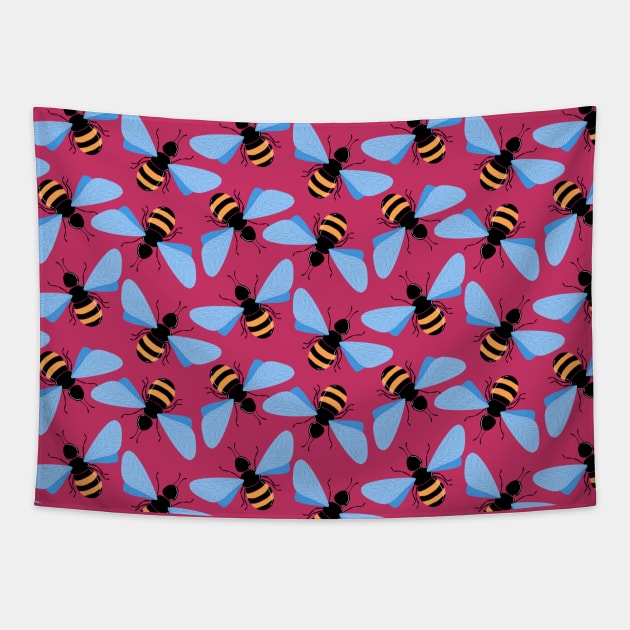 Cute bees pattern Tapestry by Ieva Li ART