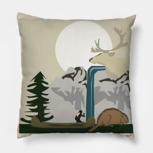 Vintage Wilderness Landscape Pillow